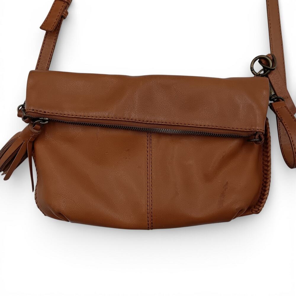 LUCK BRAND "Del Rey" Leather Crossbody Foldover Zip Convertible Handbag